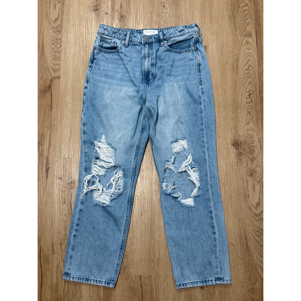 Dear John Women's Distressed Ripped Jeans Light Wash‎ Blue High Rise Size 28